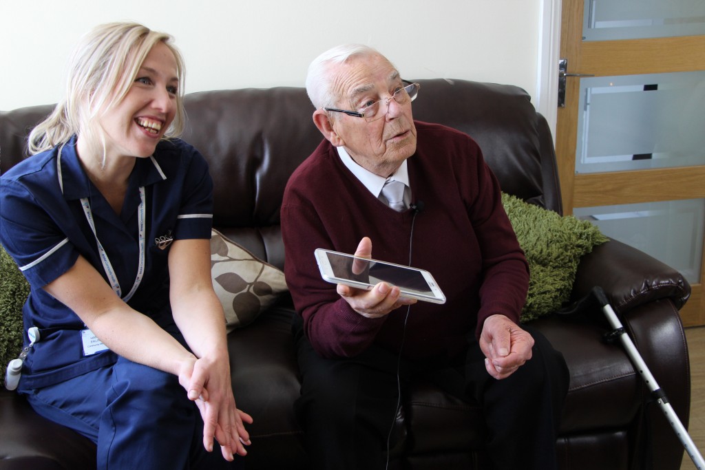 Community Matron Hanna Eklind with patient, Gordon